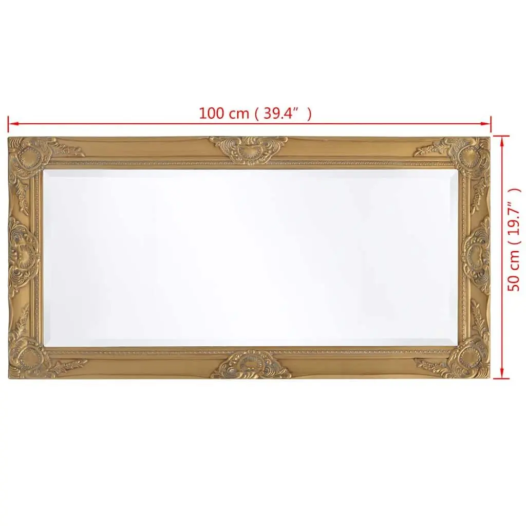 Wall Mirror 100x50cm Ornate Baroque Style Gold Frame Bevelled Edge