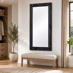 Wall Mirror Baroque Style Black Ornate Frame Decorative Dressing Room 100x50cm