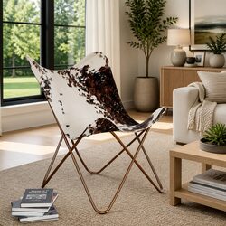 Enhance Your Space with a Brown and White Cowhide Chair