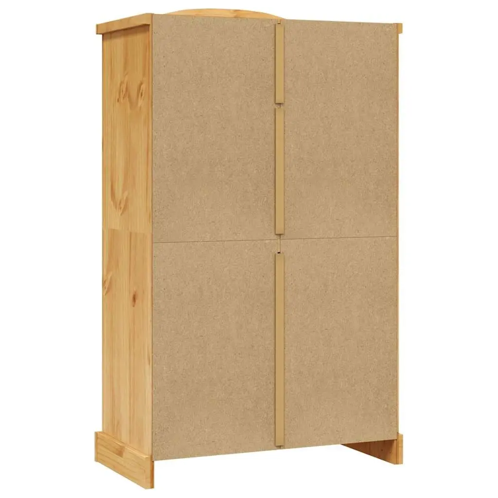 Wooden Wardrobe 2 Doors Brown Pine Mexican Corona Style Storage Cabinet