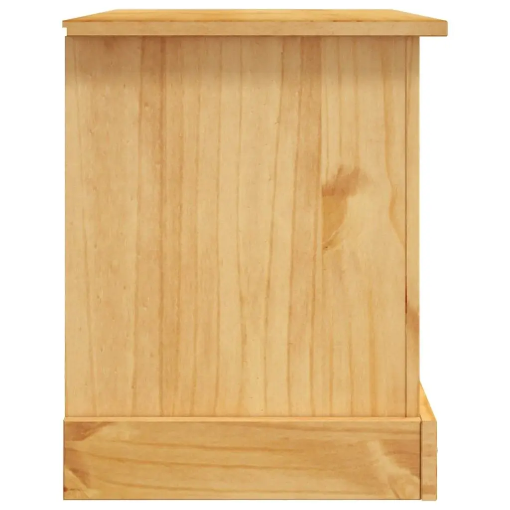 TV Cabinet 91cm Solid Pinewood Rustic Entertainment Unit with Drawers and Open Compartment