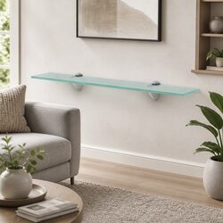 Transparent 60x10cm Glass Wall Shelf for Stylish Storage
