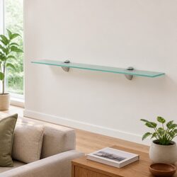 Floating Wall Shelf Transparent Glass 70x20 cm Modern Home Display Bracket