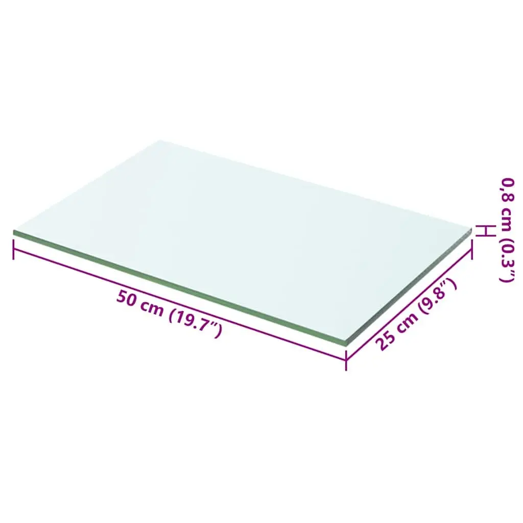 Glass Shelf Panel 50 x 25 cm Transparent Tempered Glass Wall Display Mount