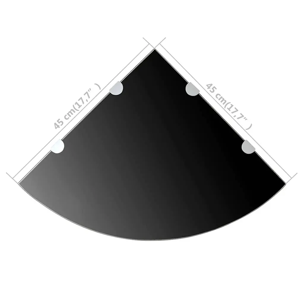 Corner Wall Shelf 45cm Black Glass Floating Storage Display Ledge