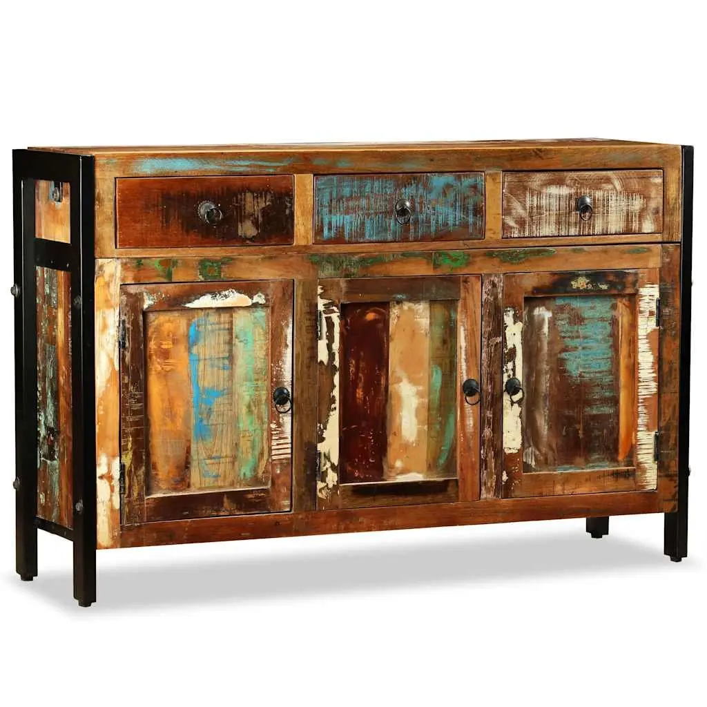 Sideboard 120x35x76cm Solid Reclaimed Wood Antique Style Buffet Cabinet 3 Drawers Storage