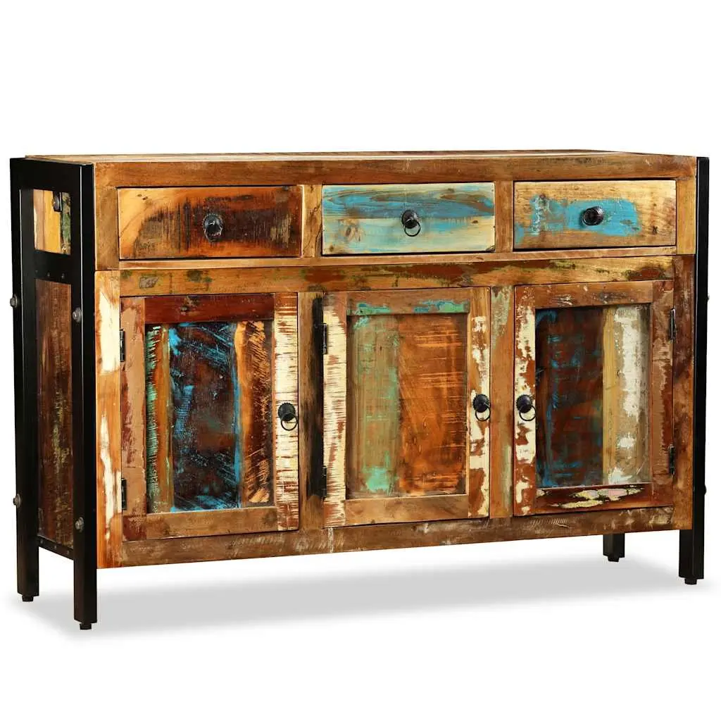Sideboard 120x35x76cm Solid Reclaimed Wood Antique Style Buffet Cabinet 3 Drawers Storage