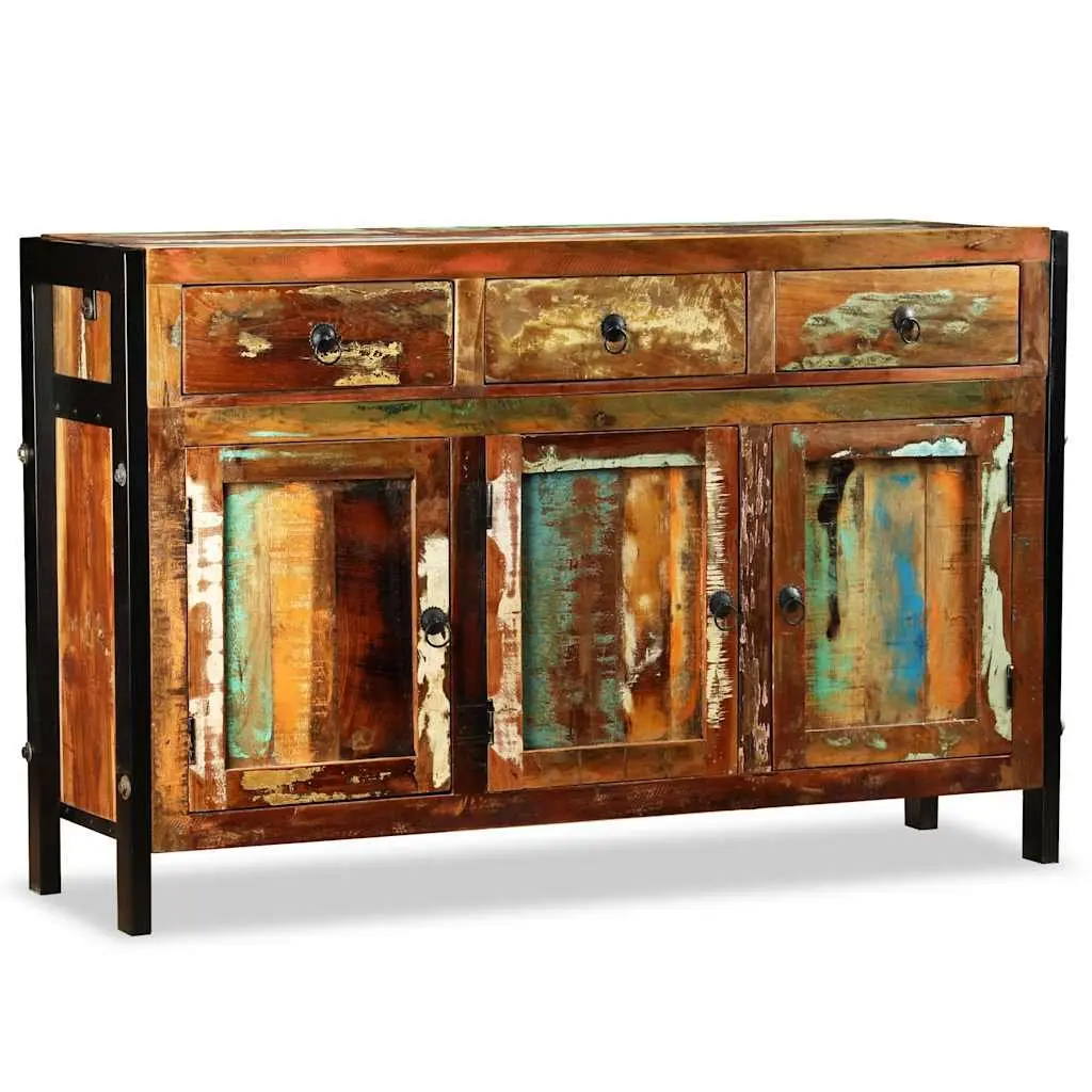 Sideboard 120x35x76cm Solid Reclaimed Wood Antique Style Buffet Cabinet 3 Drawers Storage