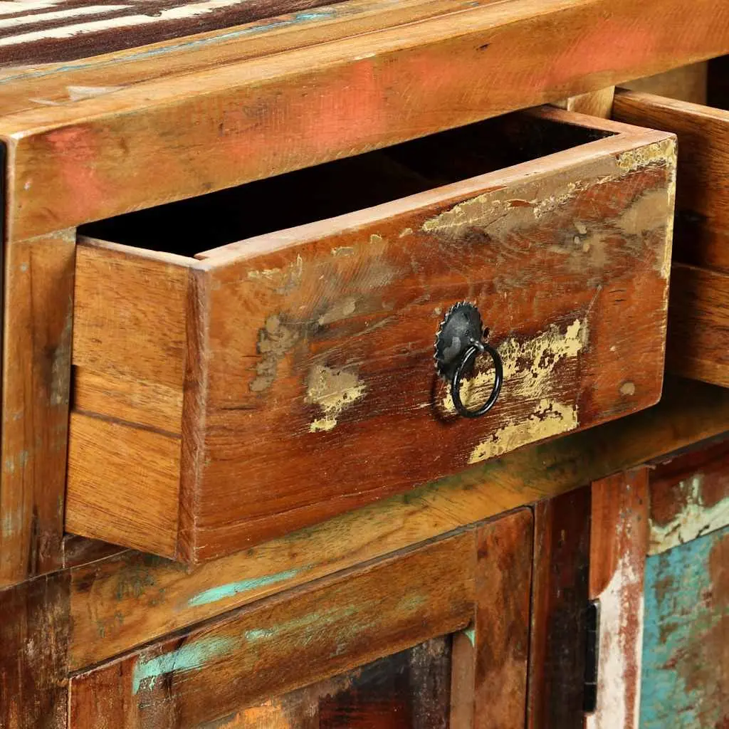Sideboard 120x35x76cm Solid Reclaimed Wood Antique Style Buffet Cabinet 3 Drawers Storage