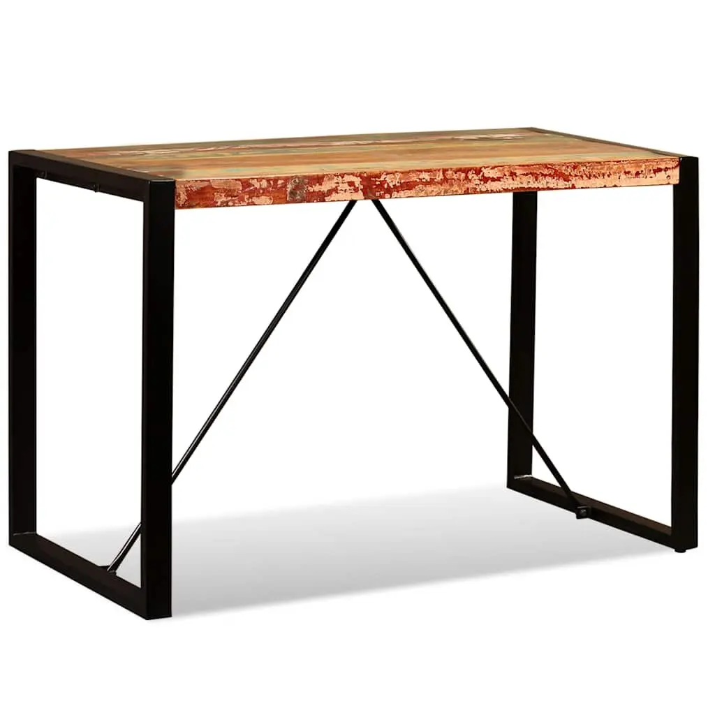 Dining Table 120cm Solid Reclaimed Wood Industrial Style with Steel Legs