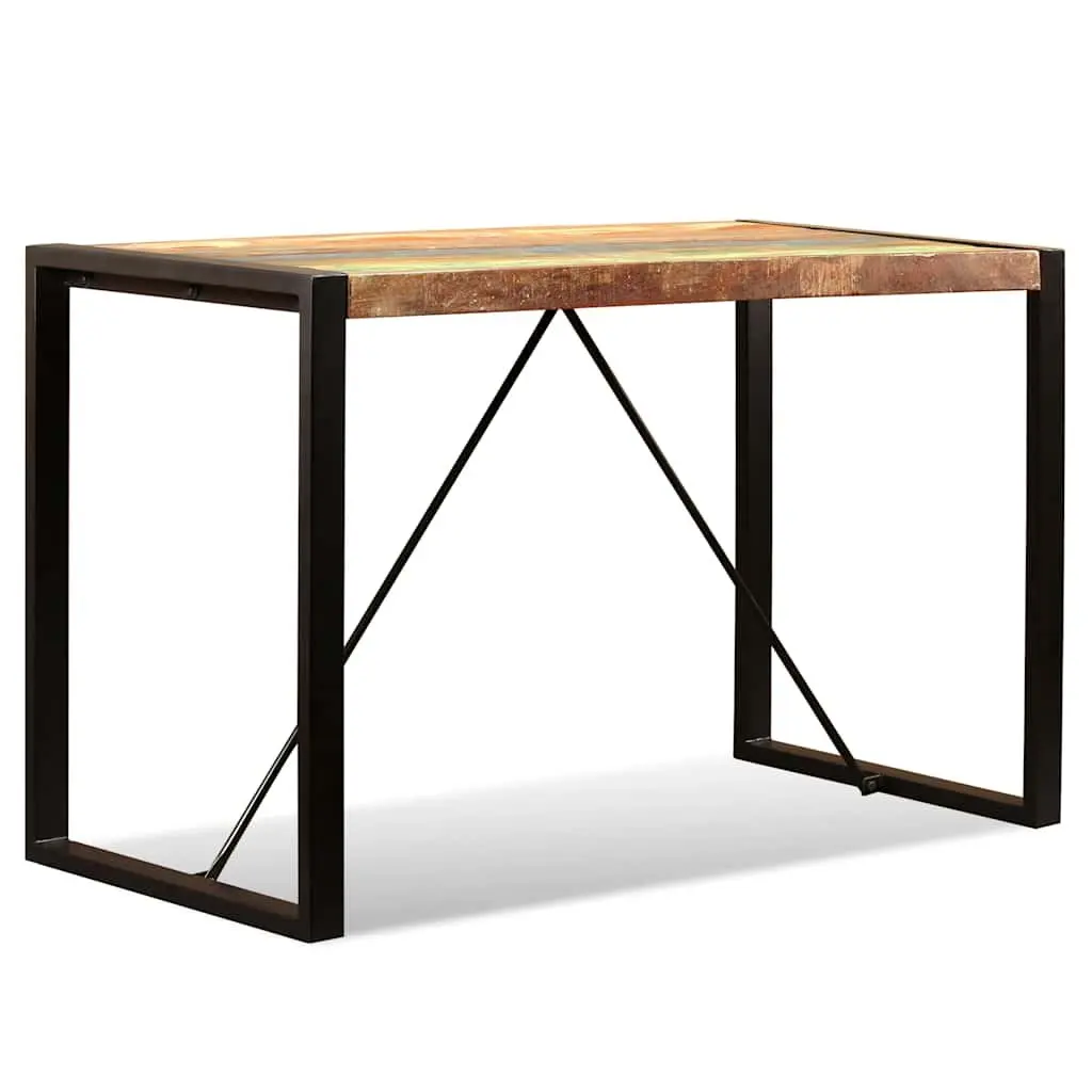 Dining Table 120cm Solid Reclaimed Wood Industrial Style with Steel Legs