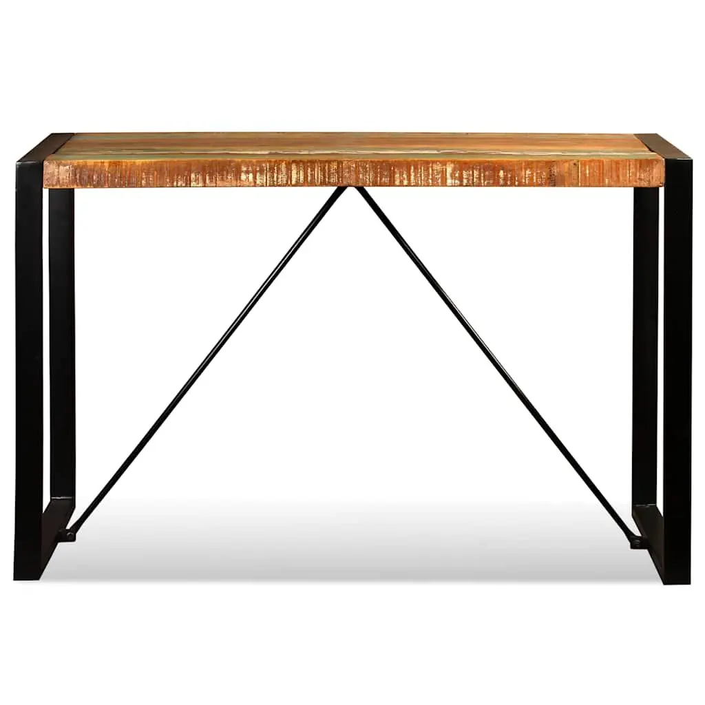Dining Table 120cm Solid Reclaimed Wood Industrial Style with Steel Legs