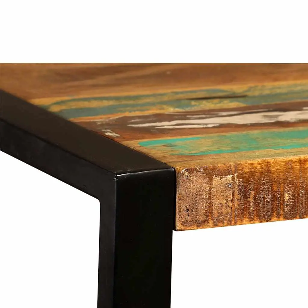 Dining Table 120cm Solid Reclaimed Wood Industrial Style with Steel Legs