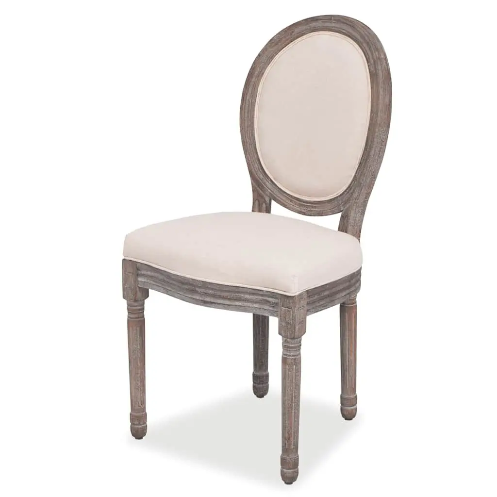Dining Chairs 2 pcs Cream Fabric Foam Padded Seat Wooden Legs