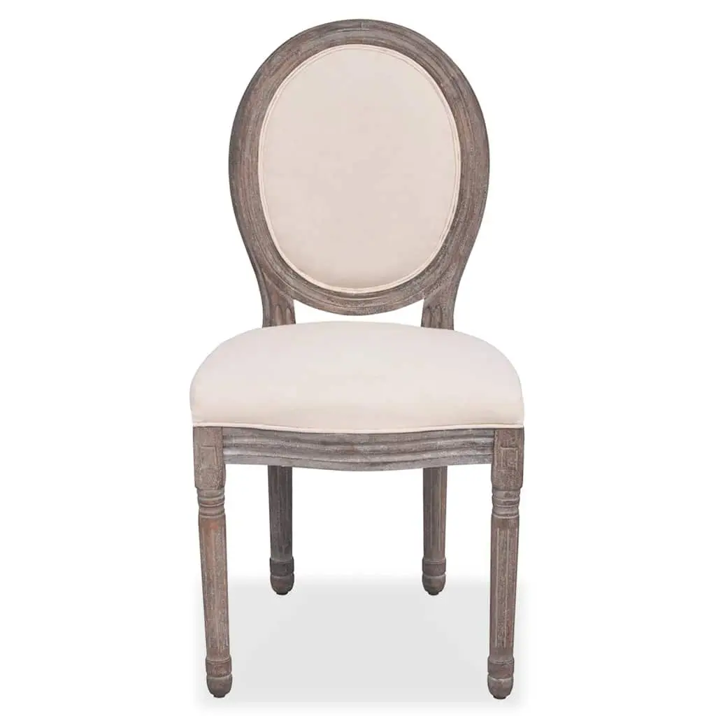 Dining Chairs 2 pcs Cream Fabric Foam Padded Seat Wooden Legs