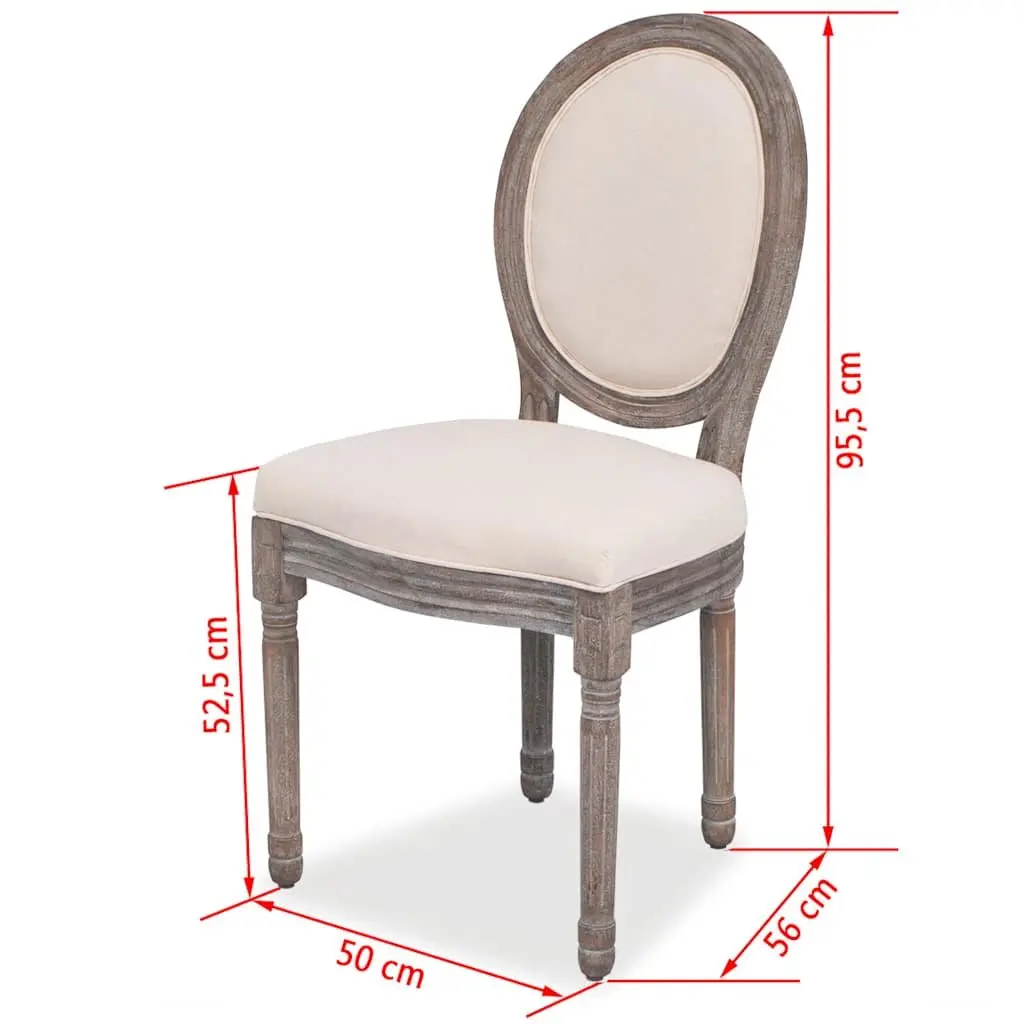 Dining Chairs 2 pcs Cream Fabric Foam Padded Seat Wooden Legs