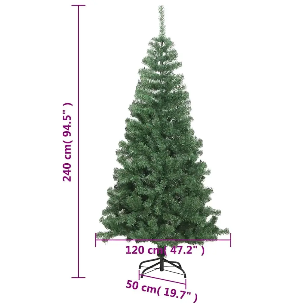 Artificial Christmas Tree 240cm Green 1300 Branch Tips Holiday Home Garden Decor