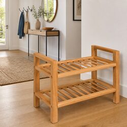 Organise Your Space with a Two-Shelf Oak Shoe Rack
