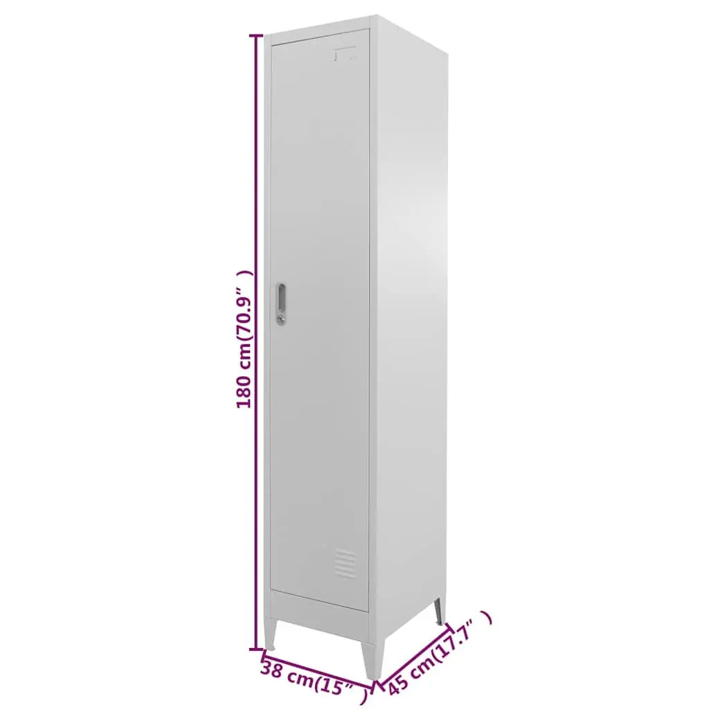 Locker Cabinet Grey Storage Unit Lockable Compartment Shelf Hanging Bar