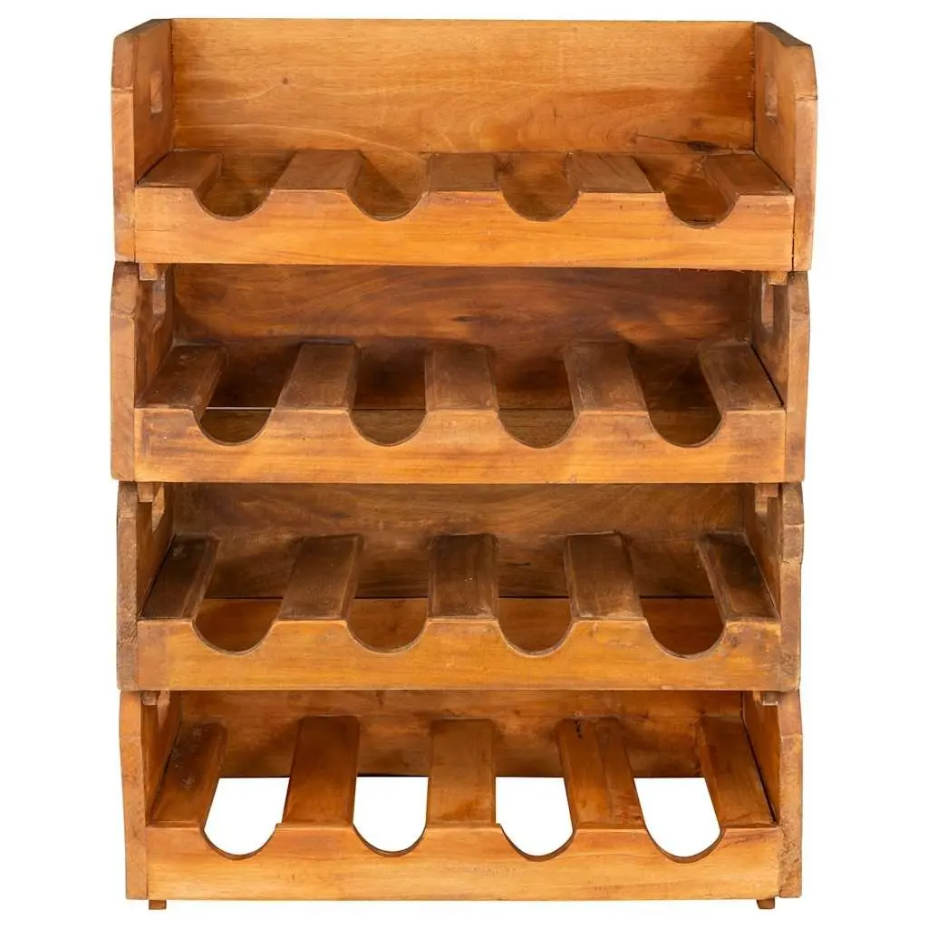 Wooden Wine Rack Set 4 Piece Stackable Display Holder for 16 Bottles