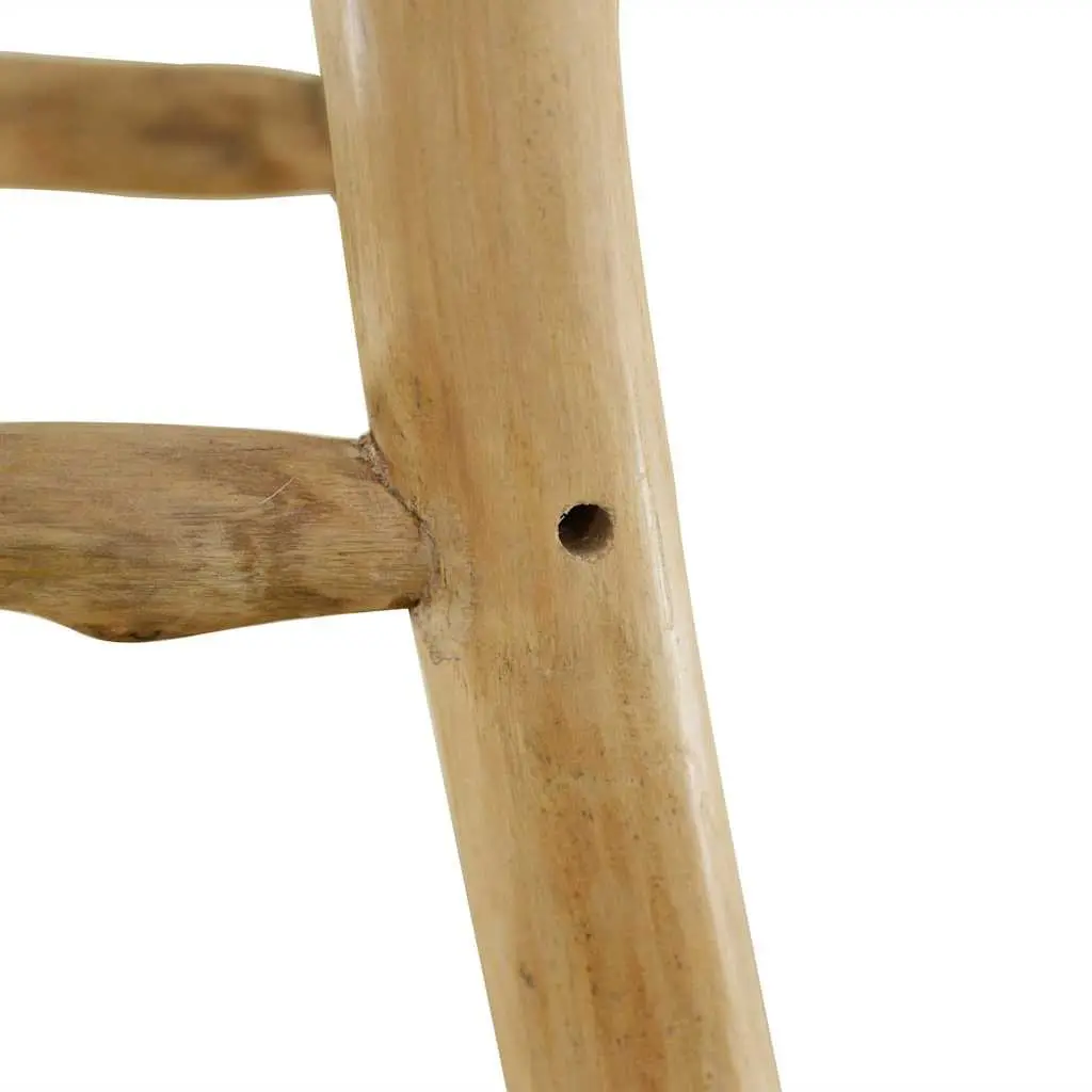 Rustic Brown Bar Stool with Teak Wood Frame and Goat Leather Upholstered Seat