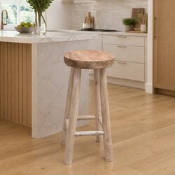 Rustic Teak Wood Bar Stool for Your Dining or Living Space