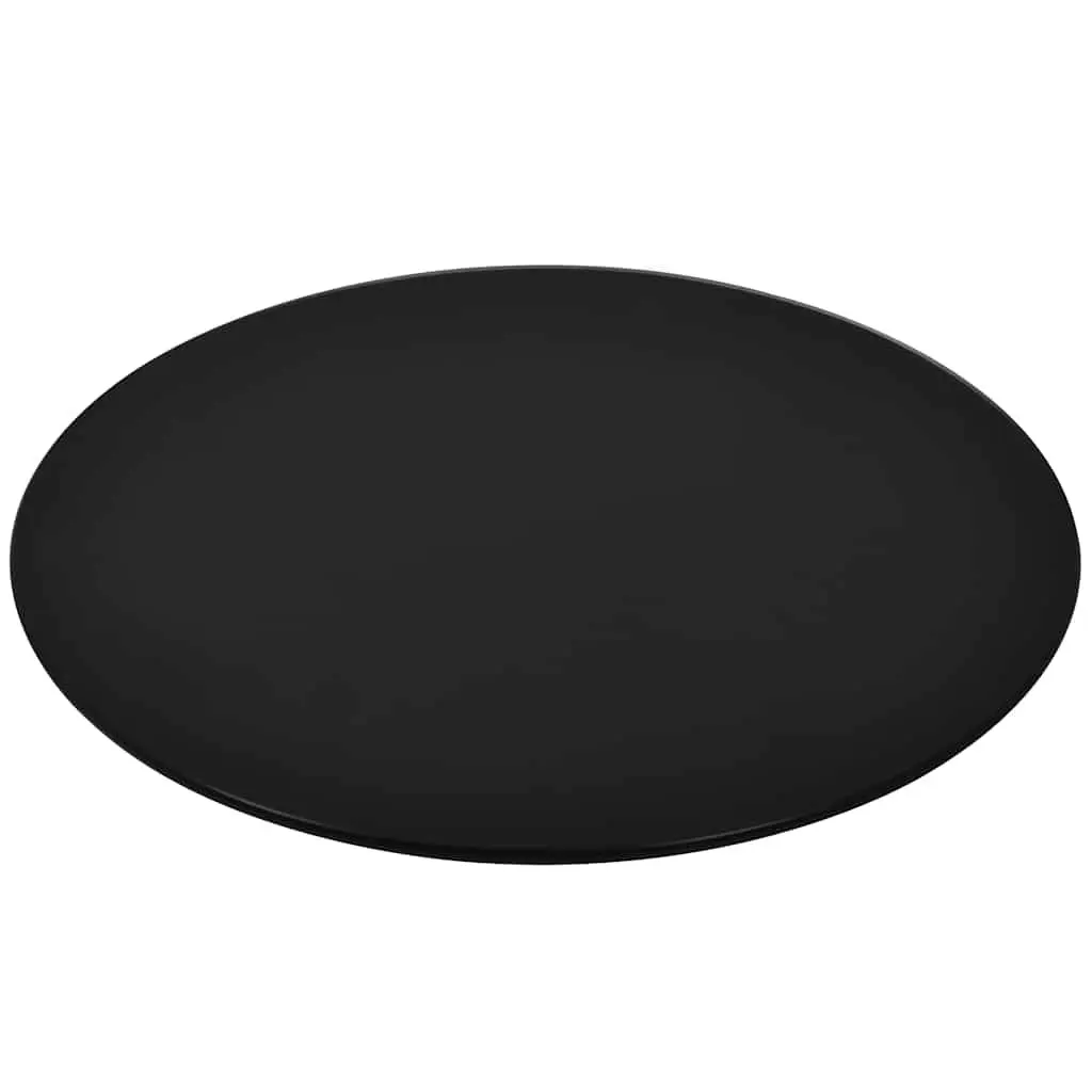 Round Tempered Glass Table Top 400mm Black Durable Easy to Clean