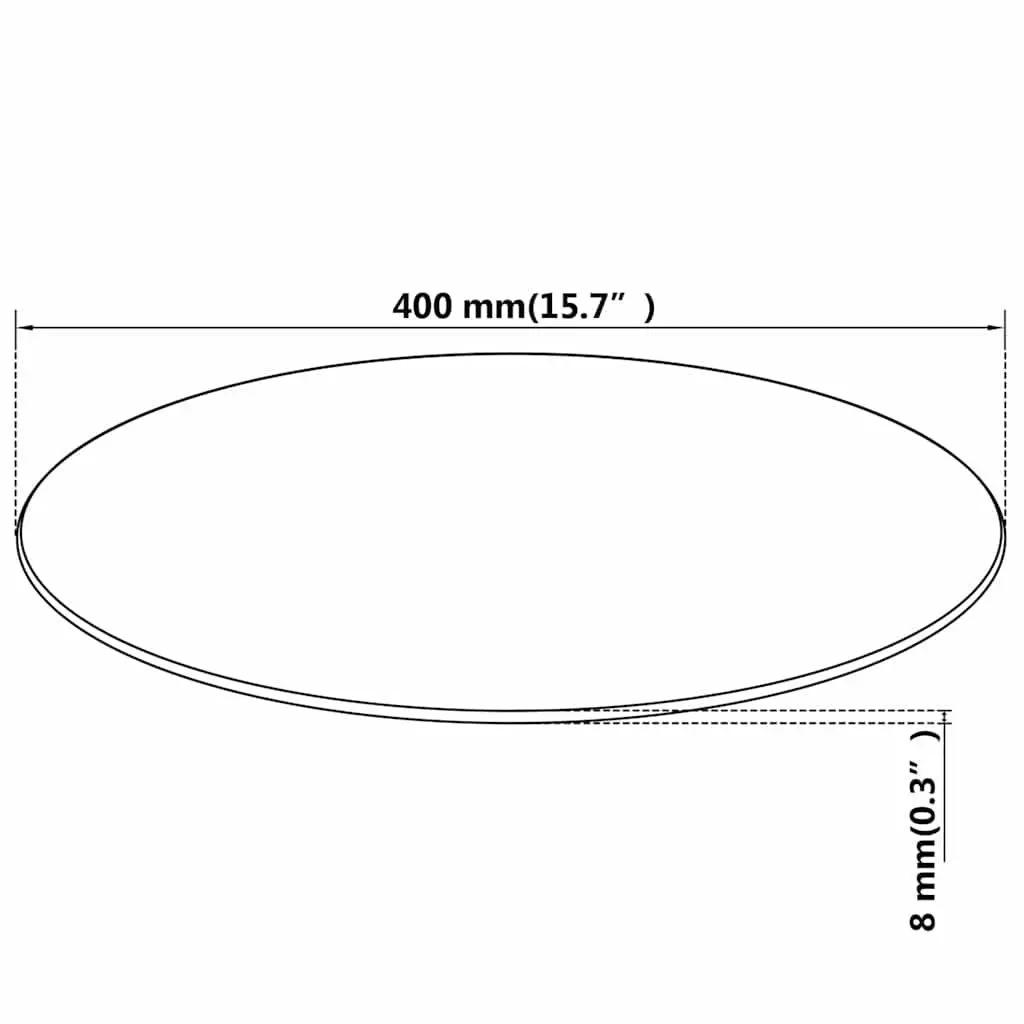 Round Tempered Glass Table Top 400mm Black Durable Easy to Clean