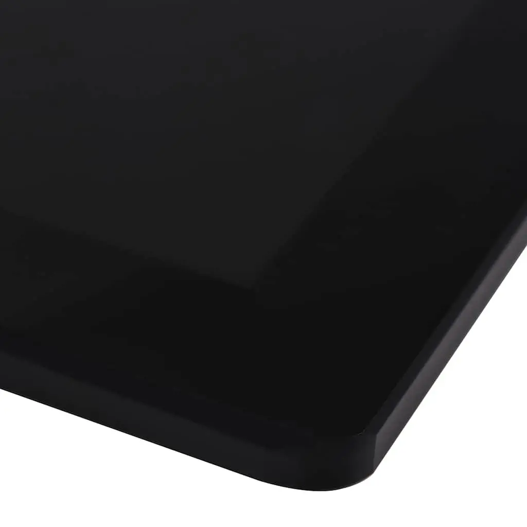 Tempered Glass Table Top 700x700mm Black Square Durable Easy to Clean