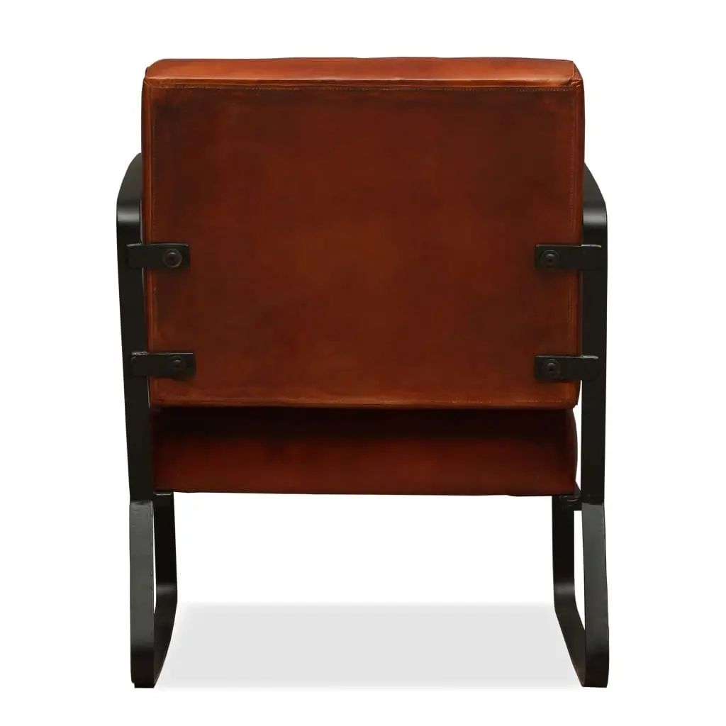 Lounge Chair Brown Leather Industrial Design Comfortable Foam Padded