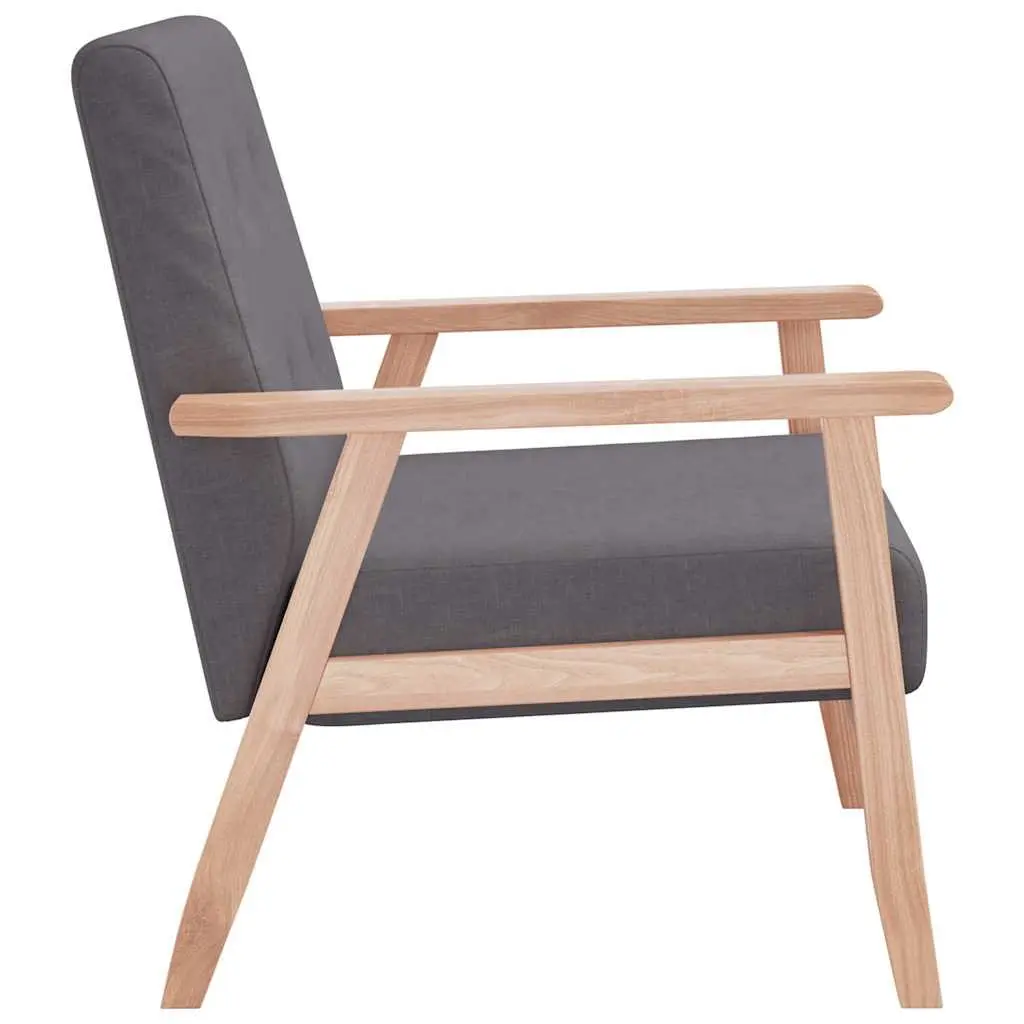Armchair Dark Grey Upholstered Fabric Soft Polyester Living Room
