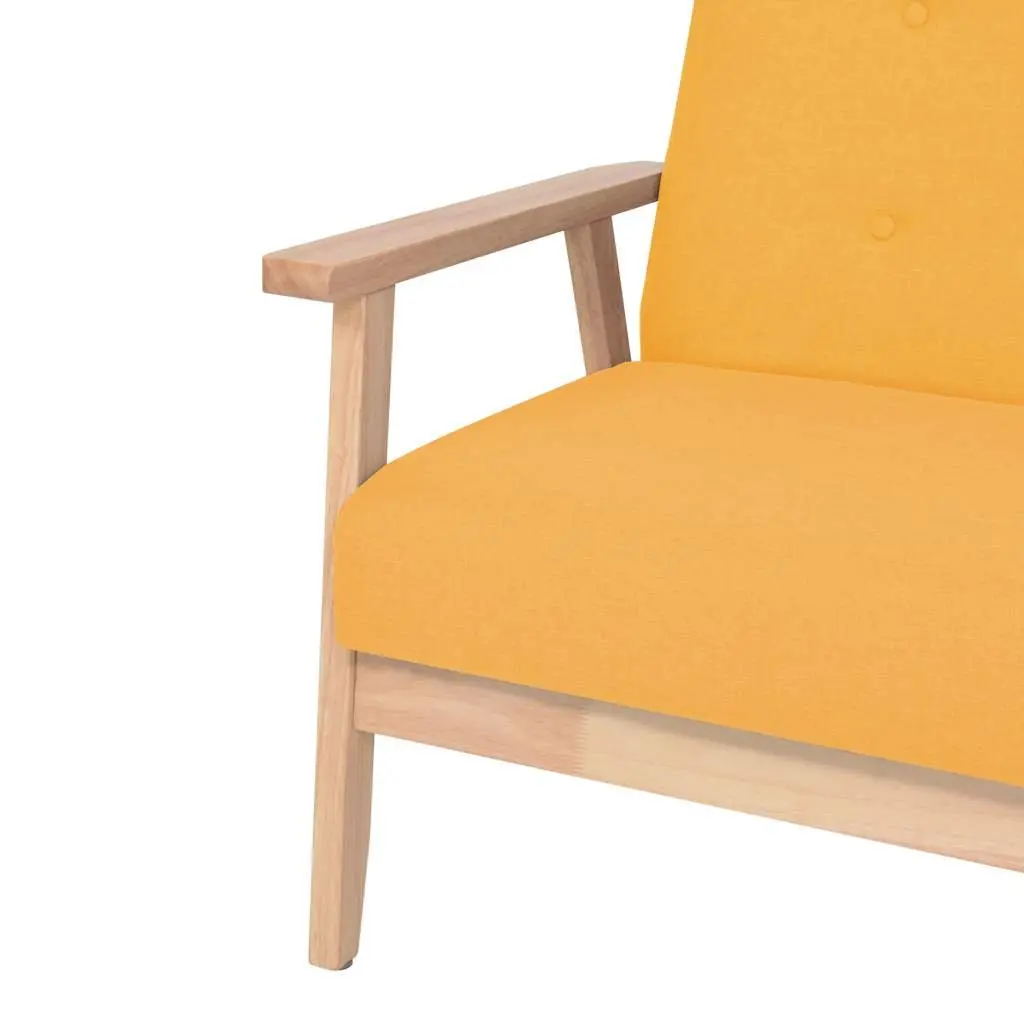 Armchair Yellow Fabric Upholstered Living Room Lounge Chair with Foam Padding and Solid Wooden Frame