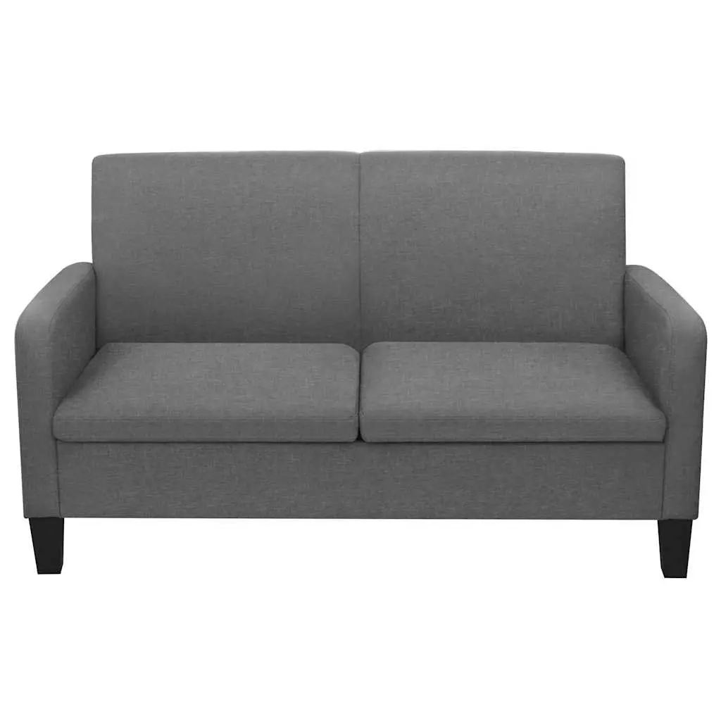 2-Seater Sofa Grey Compact Easy Assembly Pinewood Frame Fabric Upholstery