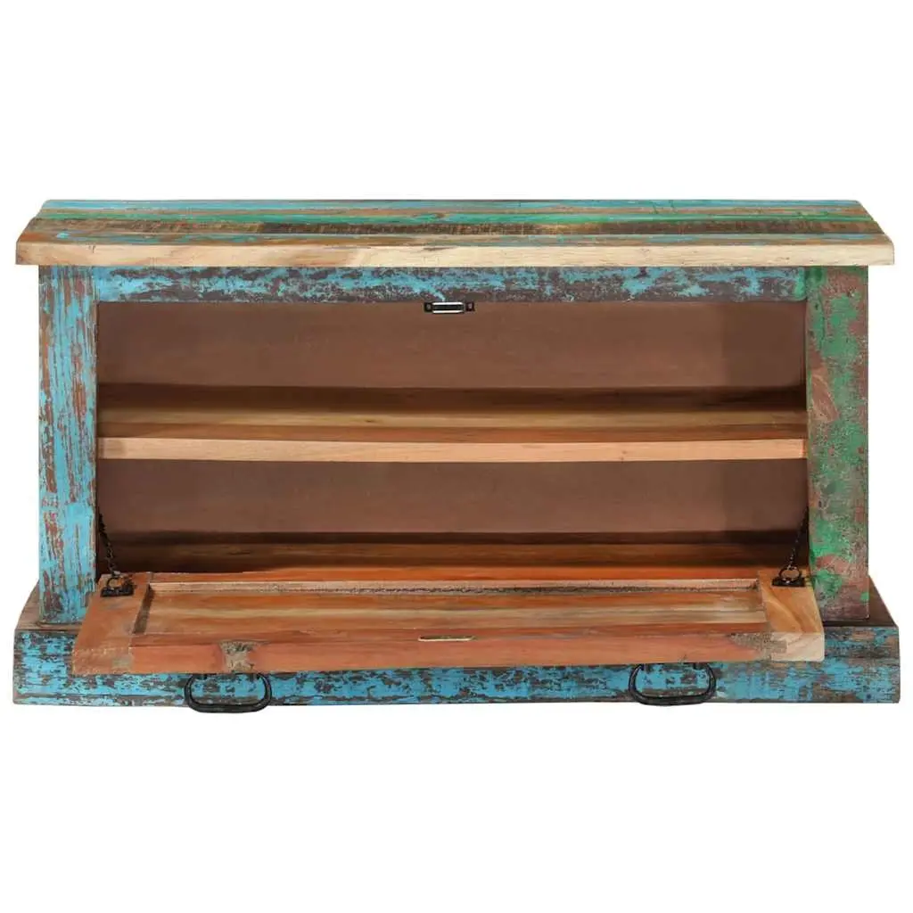 Shoe Storage Bench Solid Reclaimed Wood 2 Large Interior Compartments for Entryway Hall