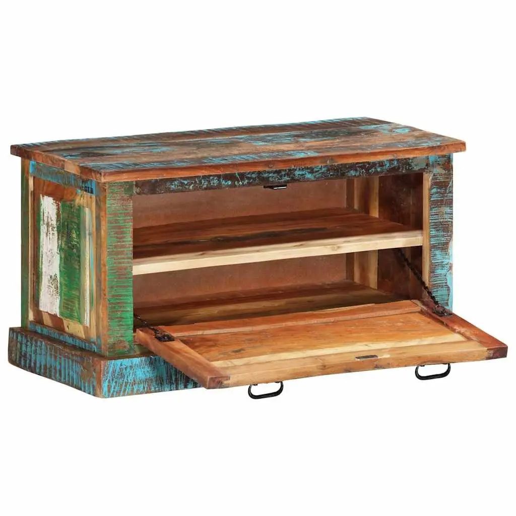 Shoe Storage Bench Solid Reclaimed Wood 2 Large Interior Compartments for Entryway Hall