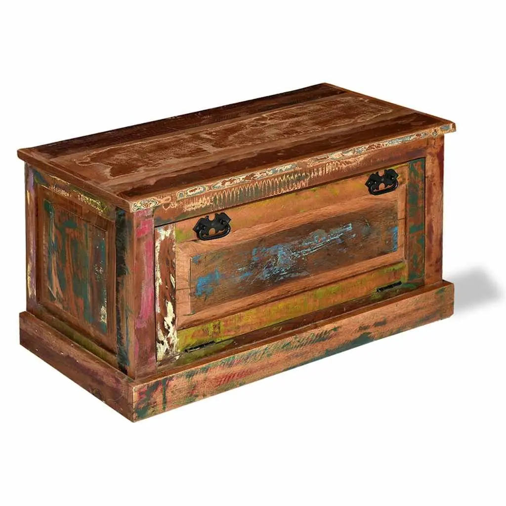 Shoe Storage Bench Solid Reclaimed Wood 2 Large Interior Compartments for Entryway Hall