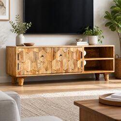 Enhance Your Living Space with a Solid Mango Wood Lowboard 118x35x40cm