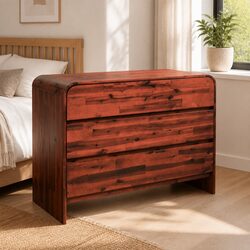 Chest of Drawers Solid Wood 3 Drawer Storage Cabinet Brown 90x37x75cm