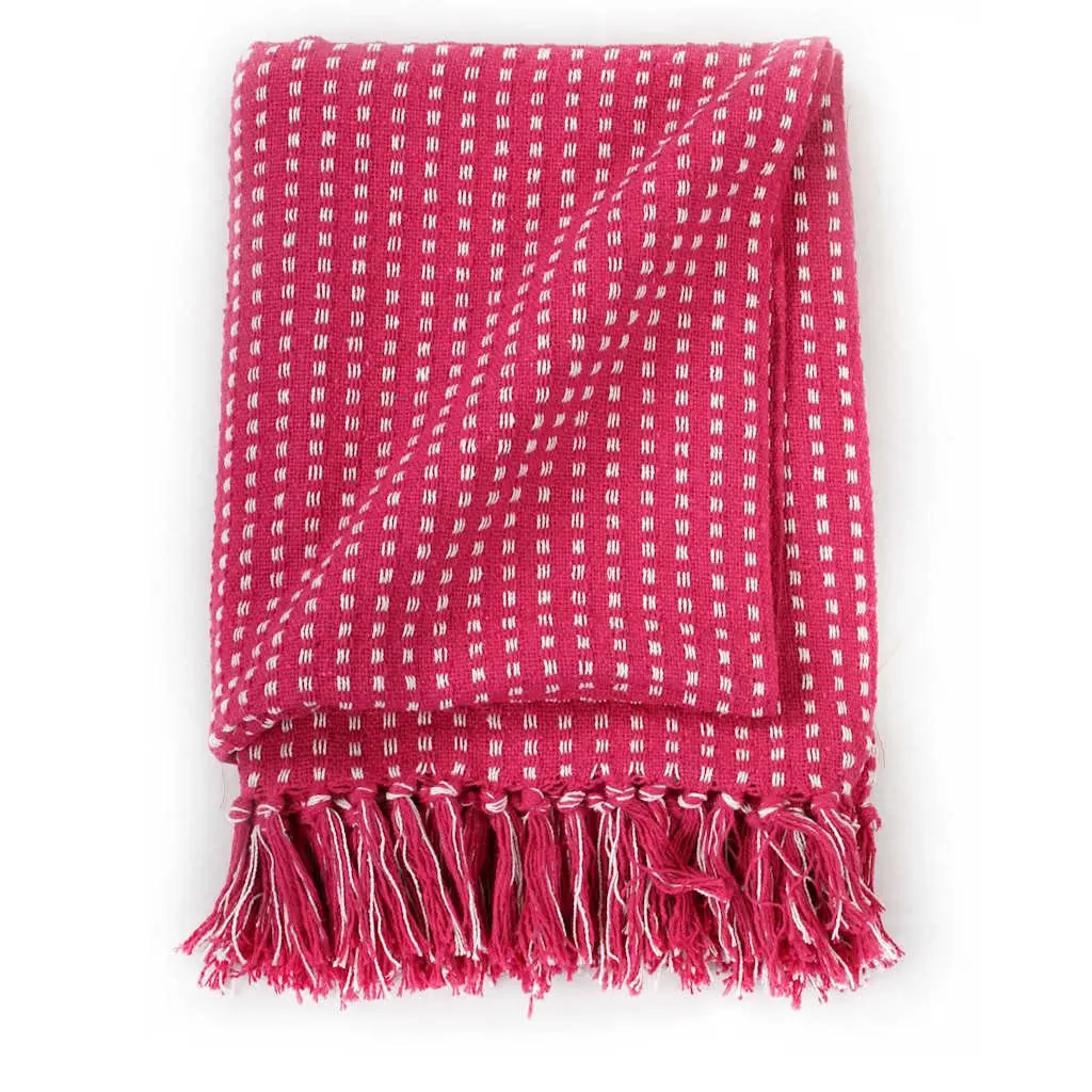 Cotton Throw Blanket 220x250 cm Pink Plaid Soft