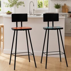 Bar Stools 2 pcs Solid Reclaimed Wood Industrial Brown Seating Chairs