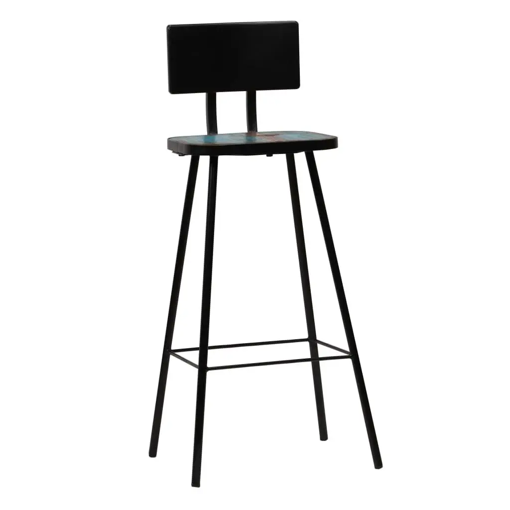 Bar Stools 4 pcs Reclaimed Wood Antique Industrial Style Kitchen Counter Seating