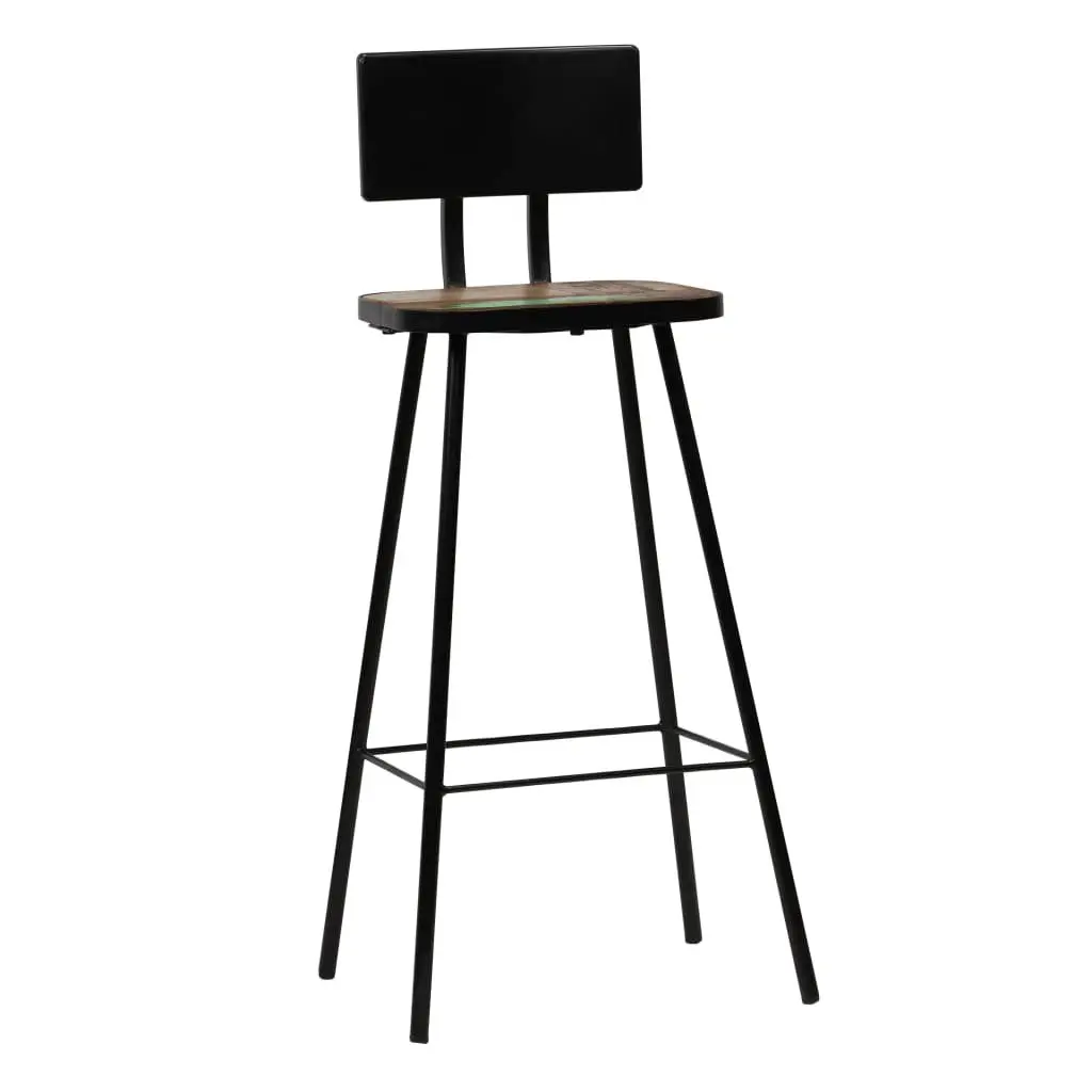 Bar Stools 4 pcs Reclaimed Wood Antique Industrial Style Kitchen Counter Seating
