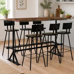 Multicolour Reclaimed Wood Bar Set for Stylish Dining
