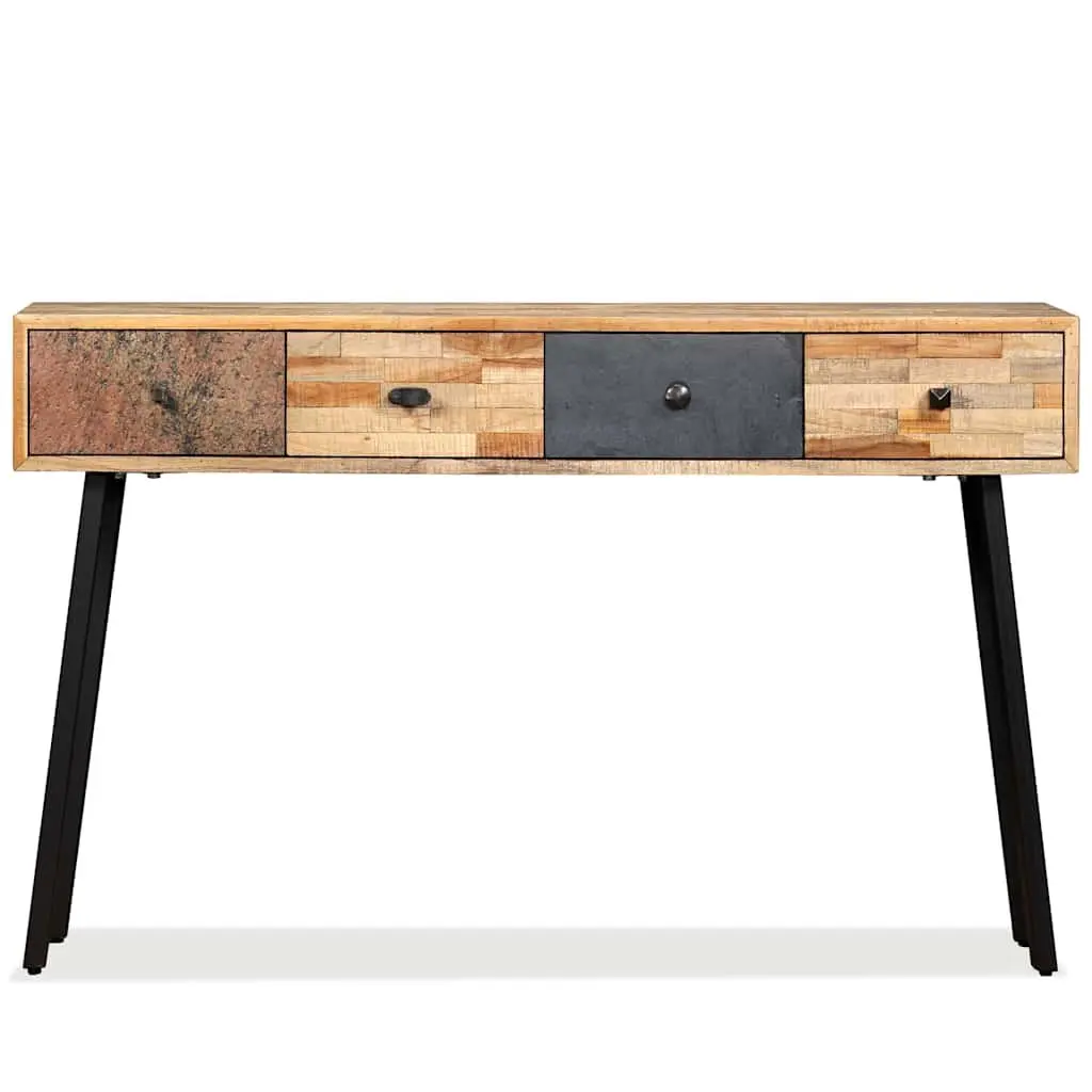 Console Table 120x30x76cm Solid Reclaimed Teak Vintage Accent Side Table with Four Drawers