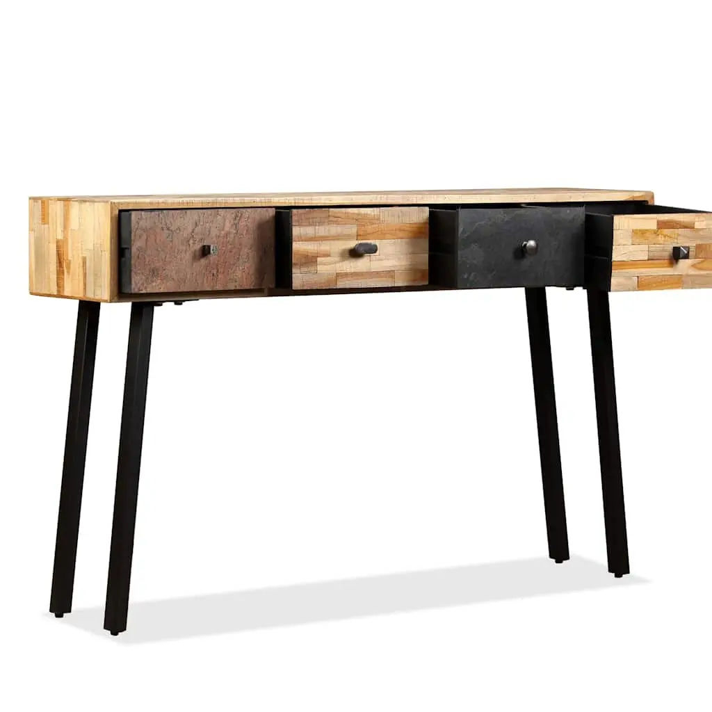Console Table 120x30x76cm Solid Reclaimed Teak Vintage Accent Side Table with Four Drawers
