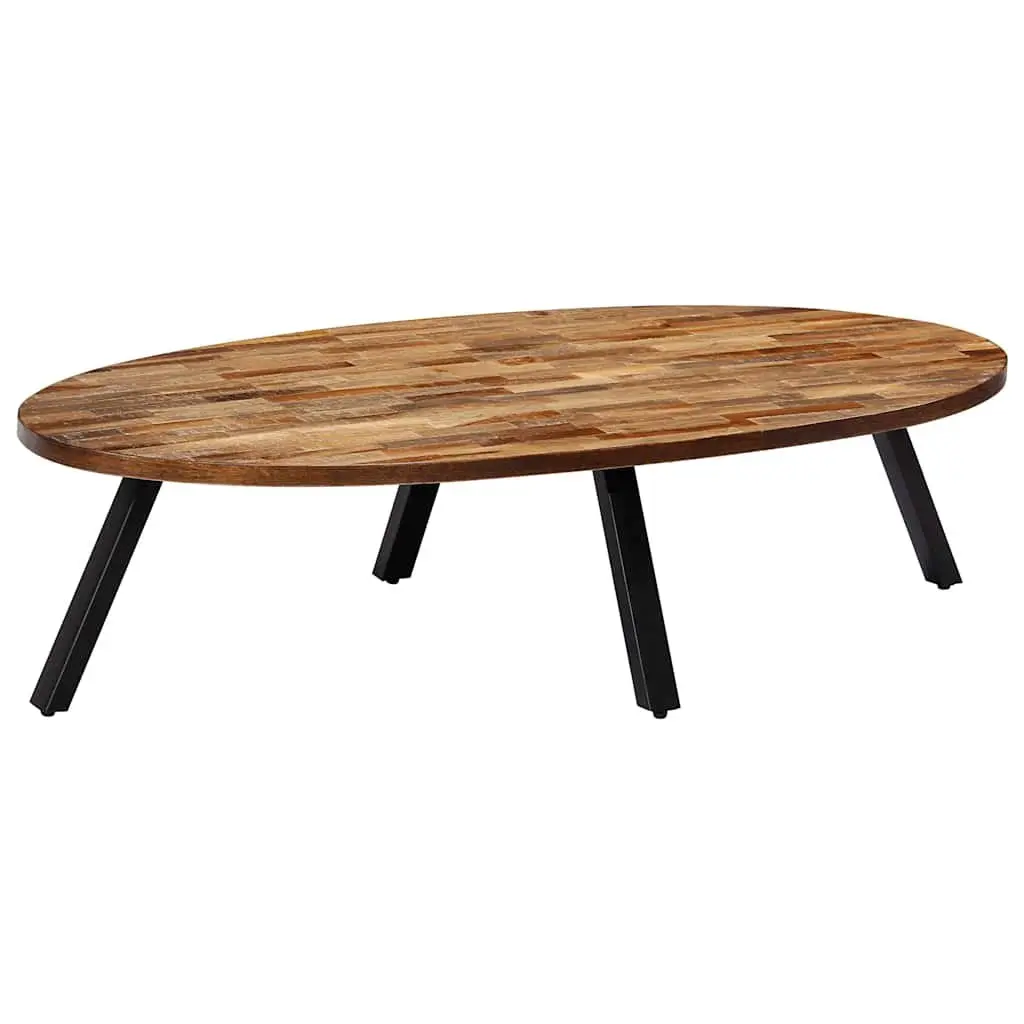 Oval Coffee Table 120cm Reclaimed Teak Solid Wooden Living Room Accent Furniture