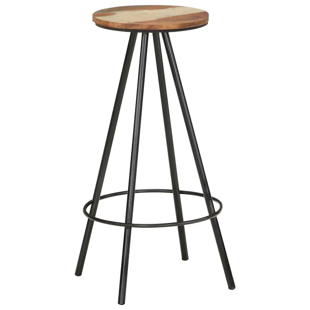 Bar Stools 4 Piece Set Solid Reclaimed Wood Industrial Style Brown