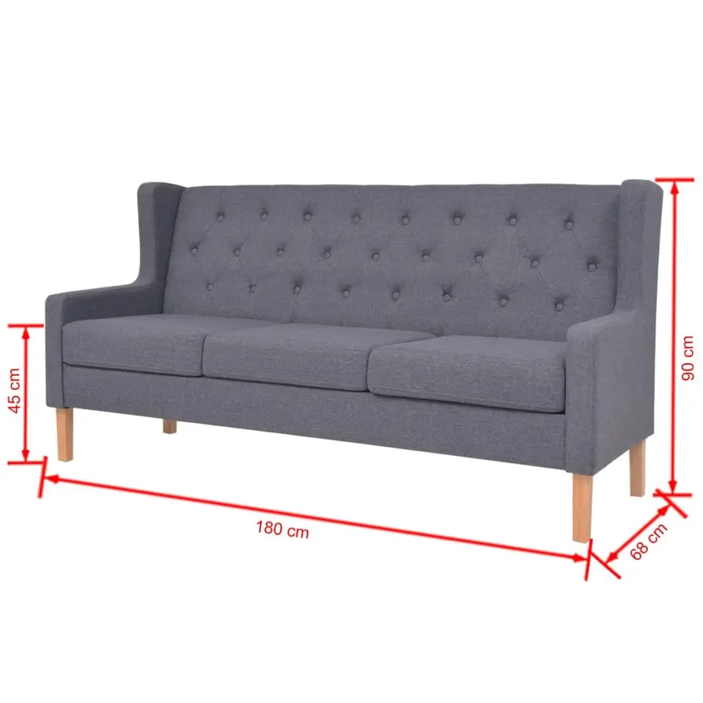 GreyFabric3SeaterComfortableSofaPaddedLoungeCouch
