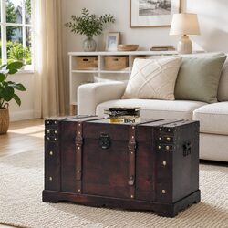 Stylish Brown Wooden Storage Chest for a Clutter-Free Space