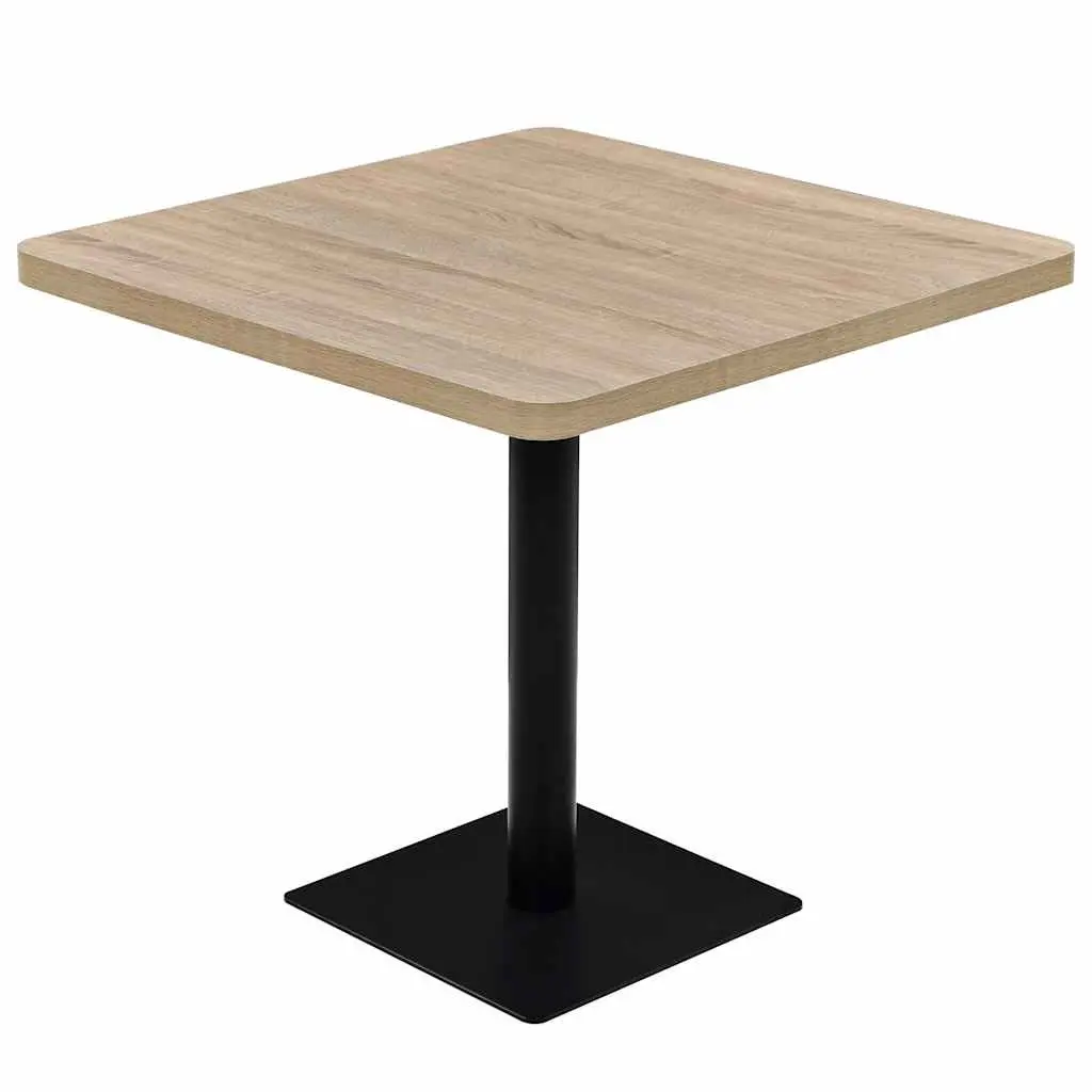 Bistro Dining Table Square 80x80cm Grain Top Steel Support Easy to Clean